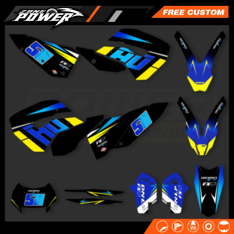 Powerzone Motorcycle Graphics Decals Sticker Kits for HUSABERG TE FE 2009 2010 2011 2012 Background Custom Number Name 03