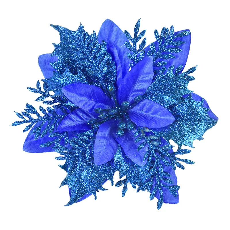 5/10 Stück 14CM Glitzer Künstliche Weihnachtsblumen Christbaumschmuck Frohe Weihnachten Dekorationen für Zuhause Neujahrsgeschenk Navidad – Detail 19
