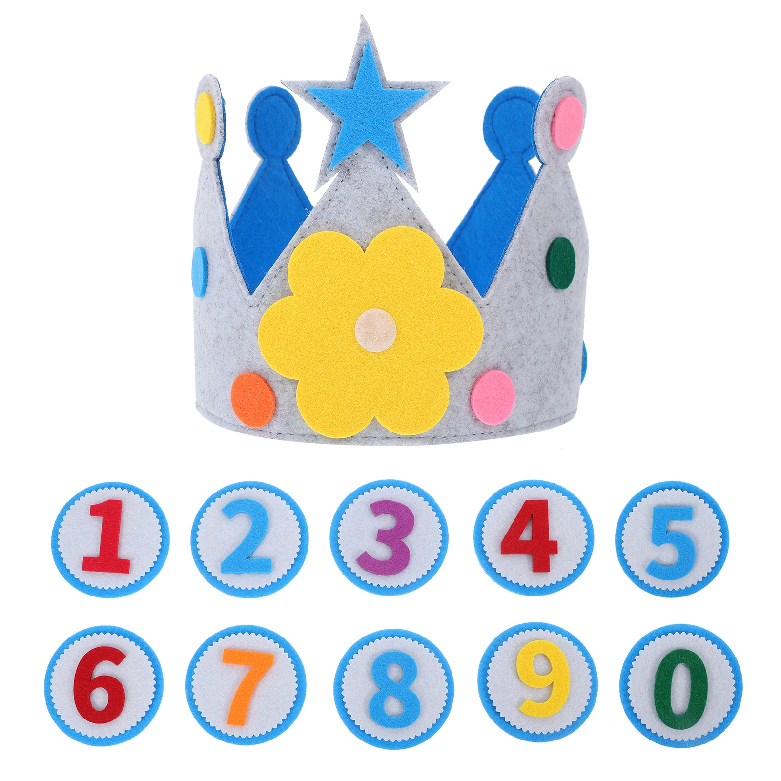 

1 set 1 Set Felt Birthday Crown Hat Kids Party Photo Props Diy Numbers Adjustable Comfortable Hat For Boys Girls