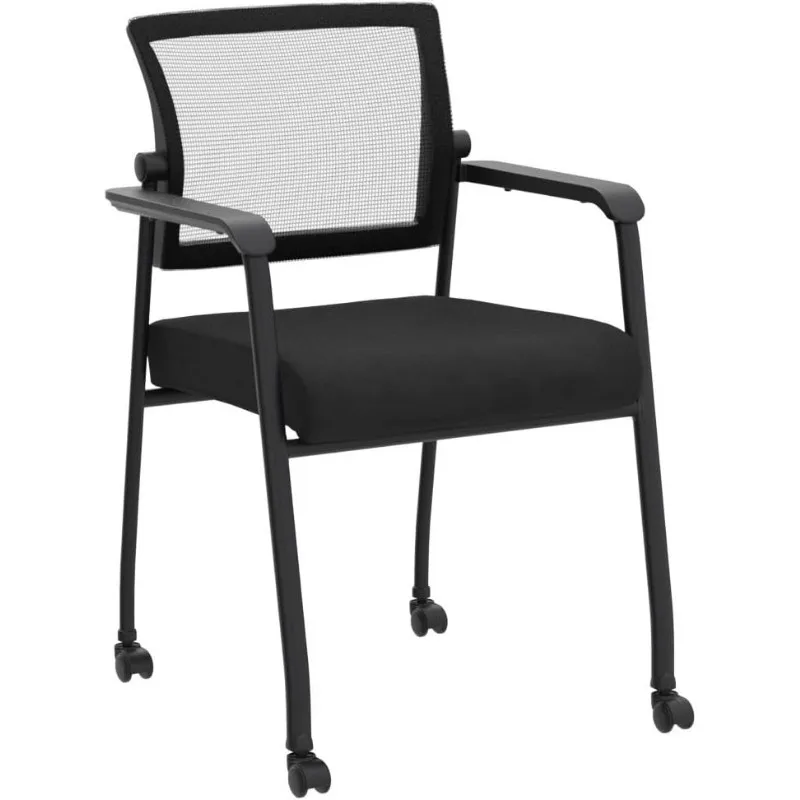 Waiting Room Chairs with Wheels, Adjustable Mesh Backrest, Desk Chair with Ergonomic Lumbar Support and Thickened Seats