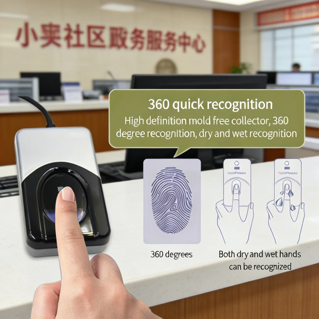 DigitalPersona URU4500 700DPI USB Optical Fingerprint Scanner - Biometric Reader with 15KV ESD Protection & Encrypted Data Trans