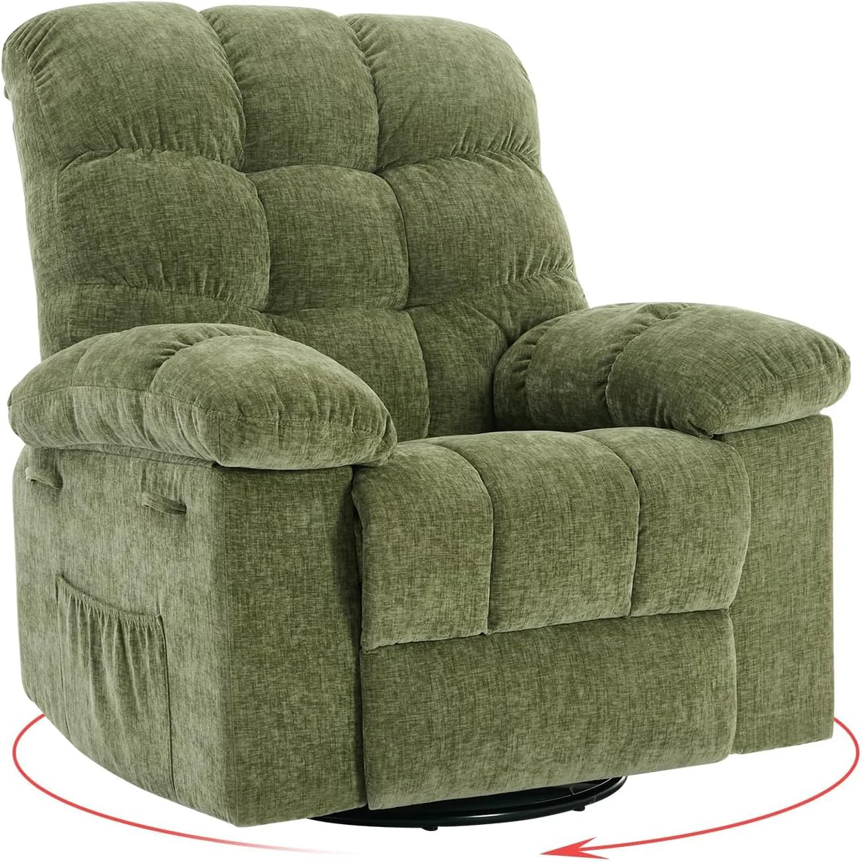 Oversized Recliner Chair for Adults with 360° Swivel & Rocking Function, Soft Chenille Upholstery, Extra for Living Room