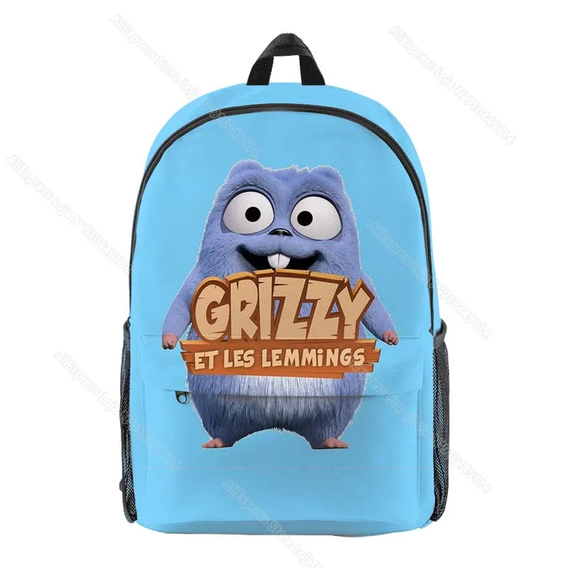 Boys Girls Grizzy and the Lemmings 3D Print Backpacks Kids Cartoon Bookbags Students Anime School Bags Unisex Teens Travel Bags