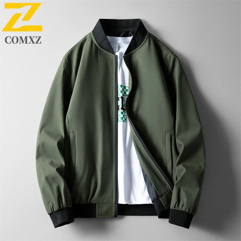 

2025 New Spring Men's Jacket Fashion Stand up Collar Zipper Solid Color Coat Loose Breathable Outdoor Sports Men's Clothing 4XL