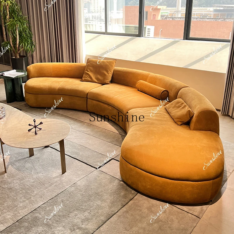 

Italian minimalist special-shaped combination down latex living room size flat matte fabric sofa FT