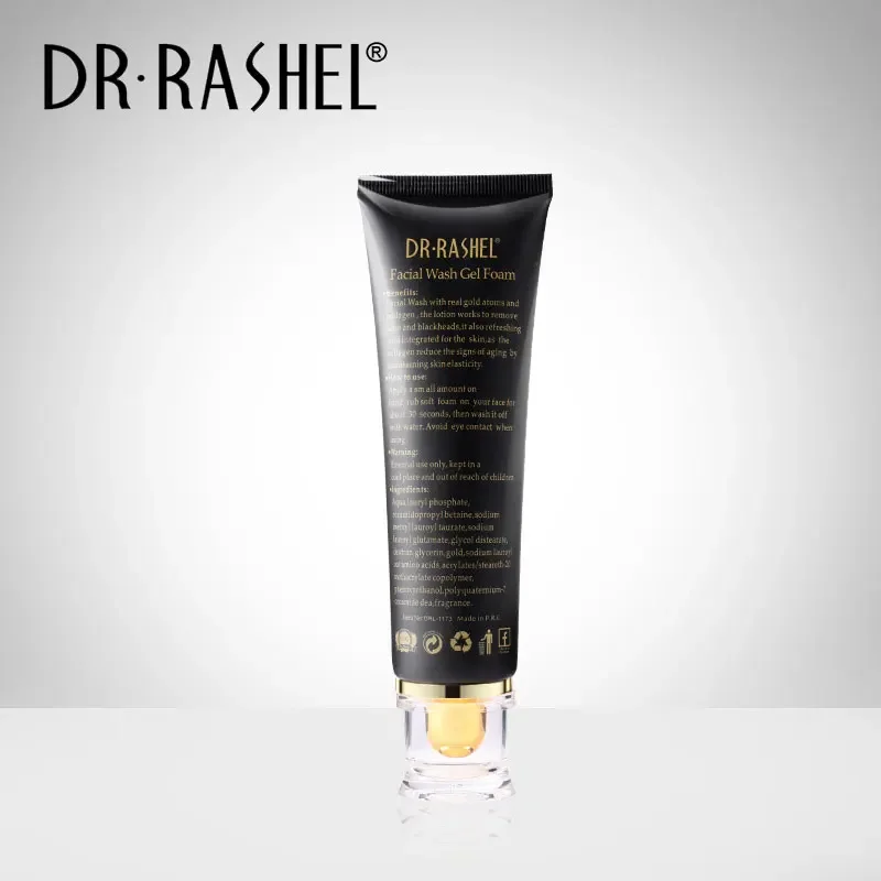 DR.RASHEL 24K Gold Atoms Collagen Whitening Facial Wash Gel Foam Cleanser Moisturizing Improve Fine Lines Dull Skin Brighten