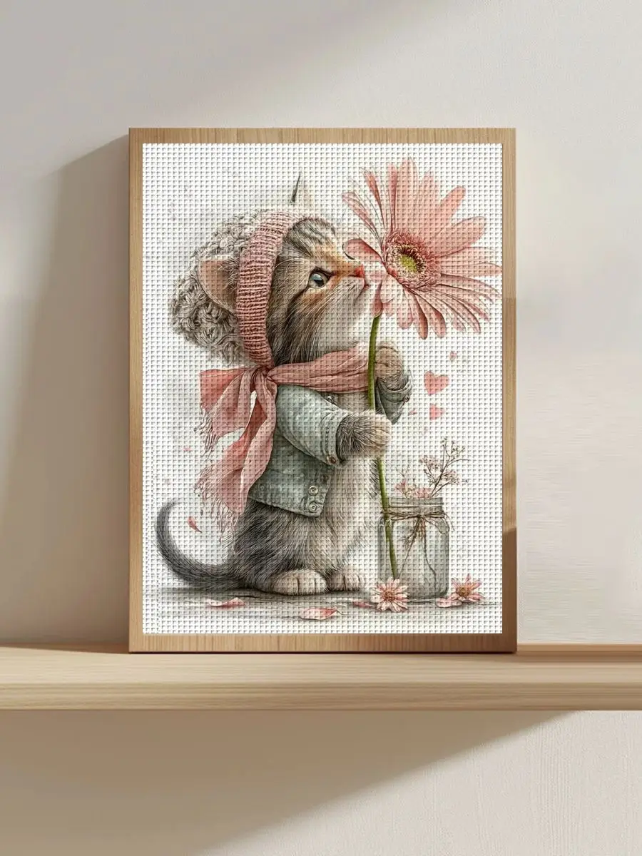1 Stück 30x40cm/11,8*15,74 Zoll Katzen-Motiv Kreuzstich-Set DIY-Kit 11CT/14CT DIY Stickerei-Set Kreuzstich-Zubehör – Detail 1