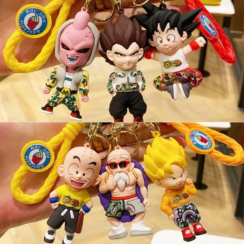 

Cartoon Anime Dragon Ball Z Super Saiyan Son Goku Doll Keychain Majin Buu PVC Doll Toy Car Keychain Pendant Cute Bag Accessories