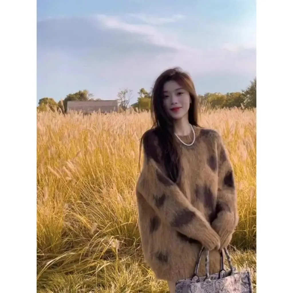 Женский пуловер с длинными рукавами, свитер в корейском стиле, высококачественный молочный фуфу, ленивый модный осенне-зимний топ