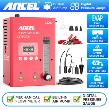 ANCEL L3000 Automotive Smoke Machine with Built-in Air Pump Digital Pressure Gauge EVAP Smoke Machine Leak Tester for Motocycle