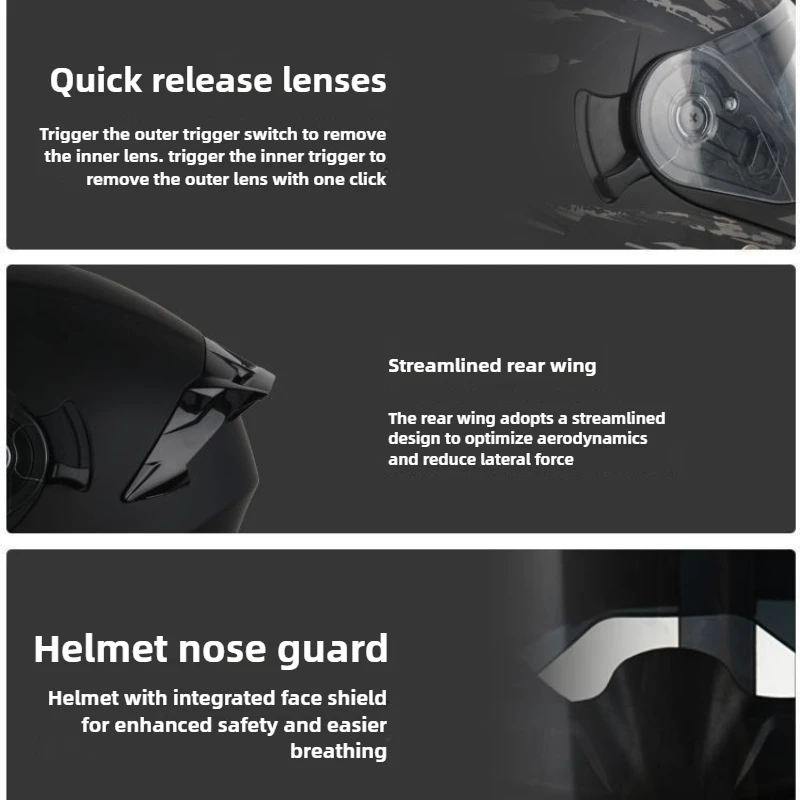 خوذة دراجة نارية بعدسة مزدوجة خوذة مقسمة متقاطعة لركوب الدراجات في الهواء الطلق خوذة كاسكو موتو مع سماعات رأس بلوتوث #4