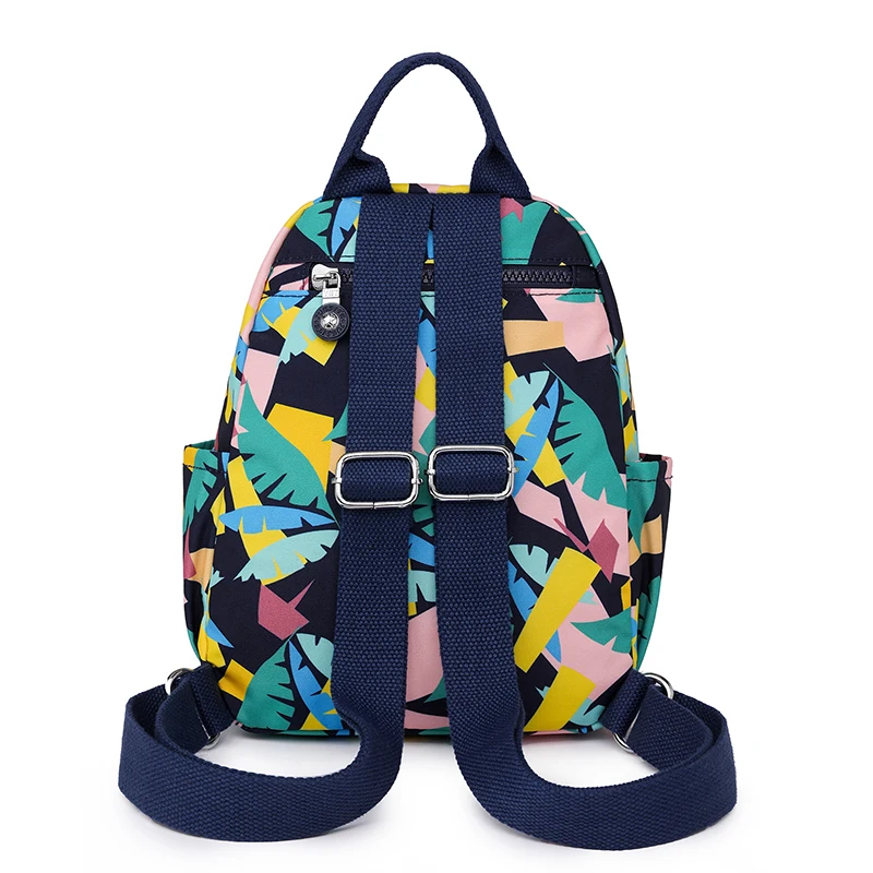 Small Women Backpack Nylon Girls Shoulder Bags Printed Flower Handbags Female Knapsack Ladies Daypack Rucksack School Bag