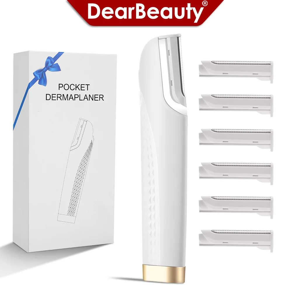

Sonic Dermaplaning Razor for Women's Face Rechargeable Dermaplane Razor Facial Exfoliation 3 Speeds Eyebrow Trimmer with 6 Blade