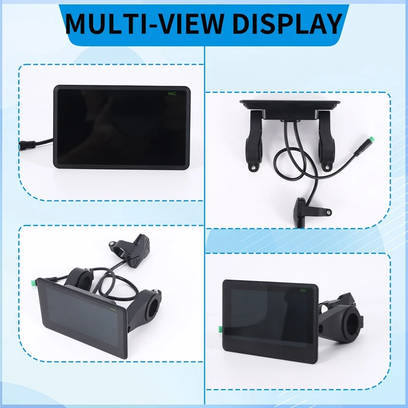 H6C Electric Bike LCD Display Meter 24V-60V E Scooter LCD Panel Color Screen with USB UART for Electric Bike(5PIN)A09G