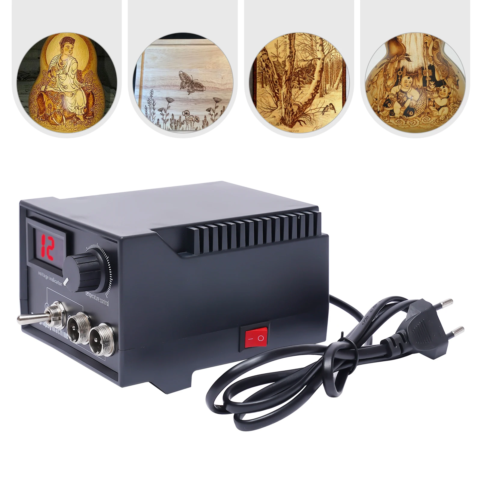 Image of 60W Holzbrandmaschine Holzbrand-Pyrographiemaschine mit Digitalanzeige Einstellbar 1382 ° F für Holzverbrennung, Kürbisse