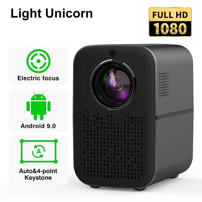 New! M6A 1080P LED Video Projector Android 9.0 6000 Lumens 5G Wifi Beamer Electric Focus For 4K Home Cinema Smartphone Light