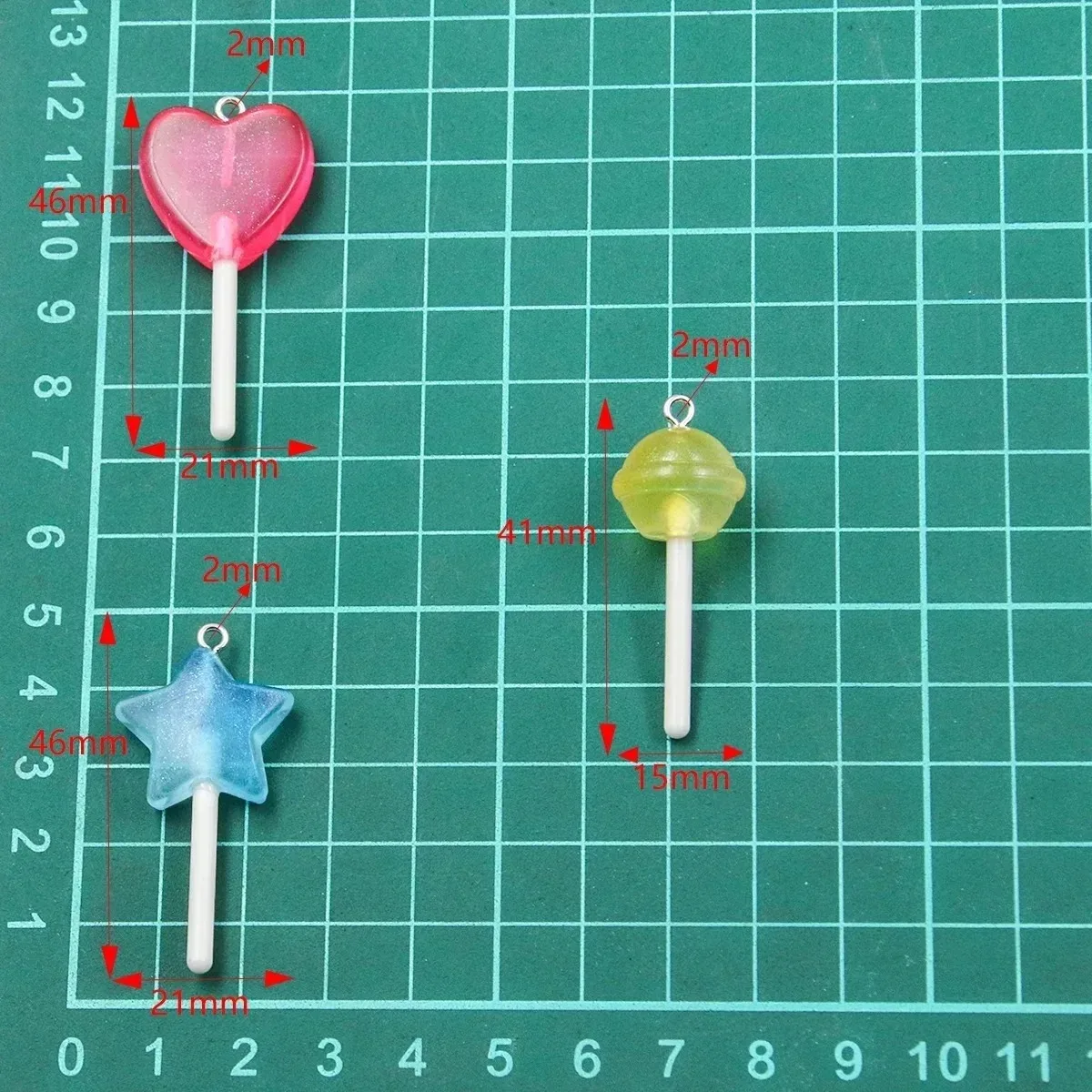 10Pcs 3 Styles Mix Color Star Round Heart Lollipop Charms Diy Findings 3D Keychain Bracelets Earrings Pendant For Jewelry Making image 4