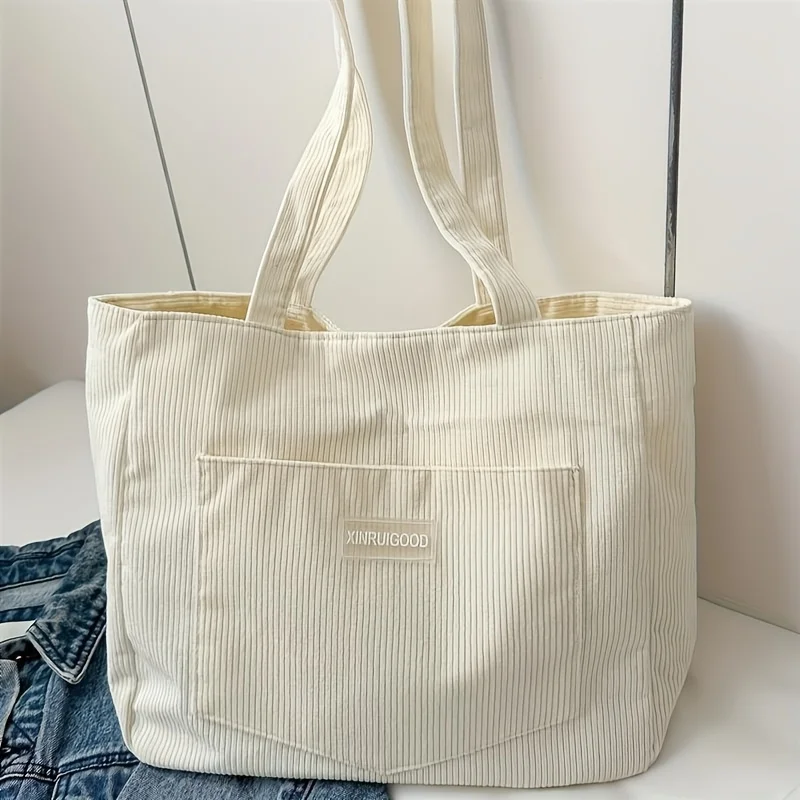 Damen-Cord-Tragetasche, Lässige Große Mode-Unterarmtasche für Ausgehzwecke, Minimalistische Handtaschen Schultertasche – Detail 5