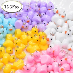 100Pcs Cute Earrings Pendants Mixed Color Duck Resin Charms for Jewelry Necklace Making DIY Keychain Crafts Accessories Supplies