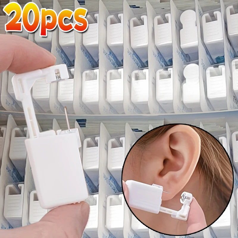 20pcs Safety Ear Piercing Gun Kit Disposable Disinfect Safety Earring Piercer Machine Studs Nose CLip Body Jewelry Piercing Tool