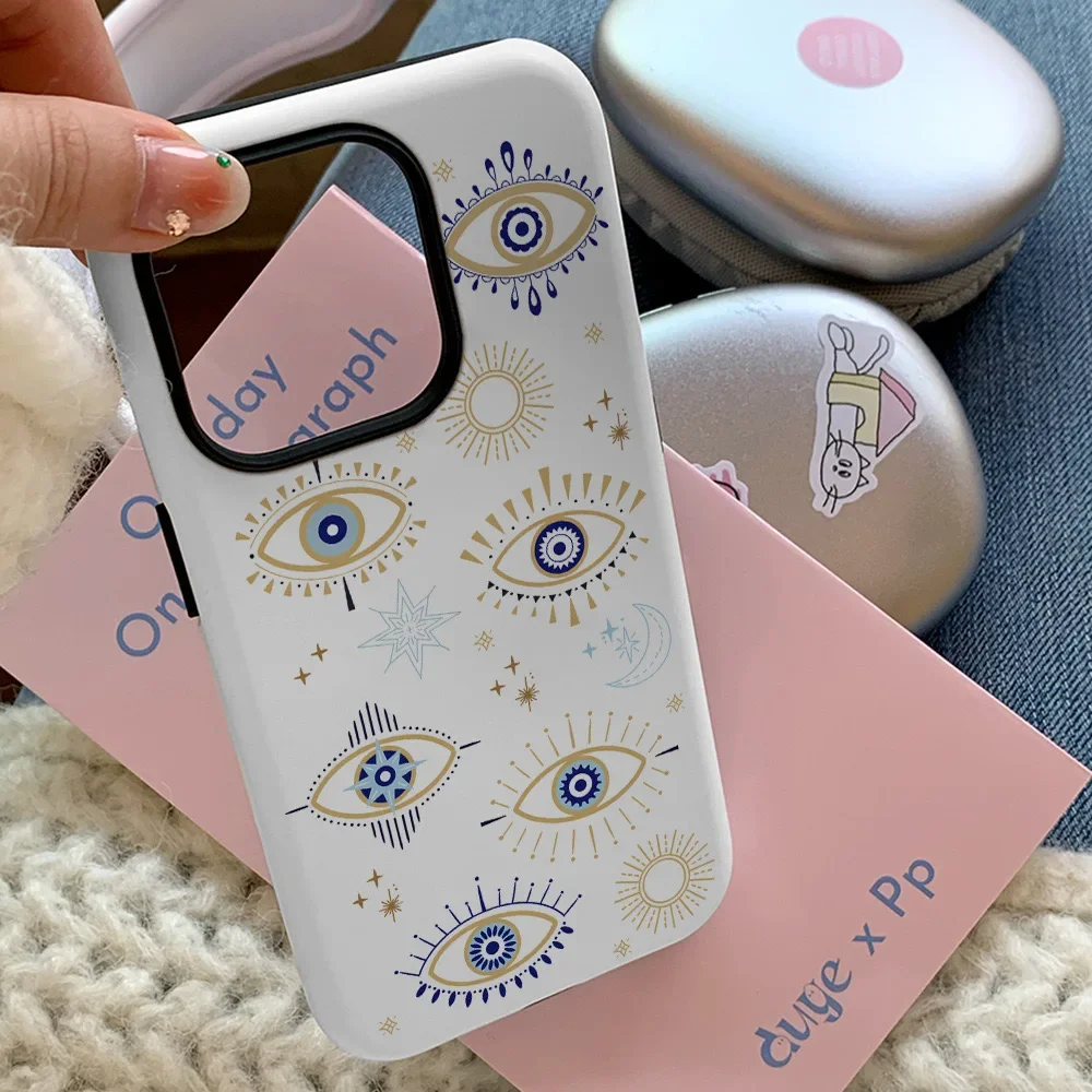 Ins Retro Eye Pattern Phone Case for IPHONE 16 15PRO MAX 14 13 12 11 PRO Plus XR X MAX Acrylic TPU Two in One Mobile Phone Cases