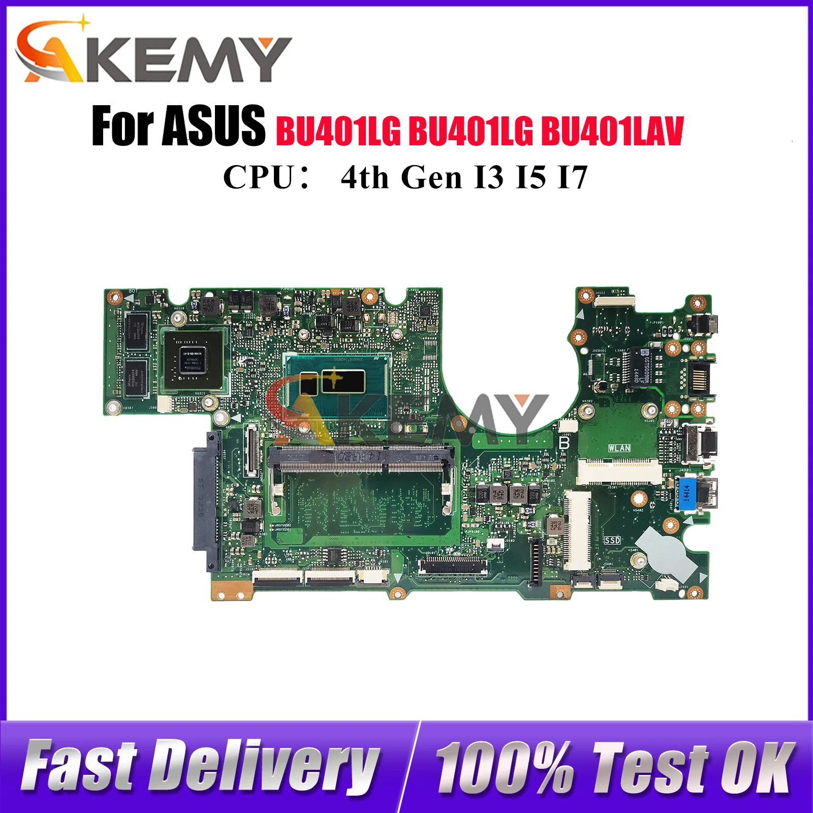 

BU401LG Материнская плата для ноутбука ASUS ExpertBook BU401LAV BU401L BU401LG Материнская плата для ноутбука с процессором I3 I5 I7 100% tests OK stk