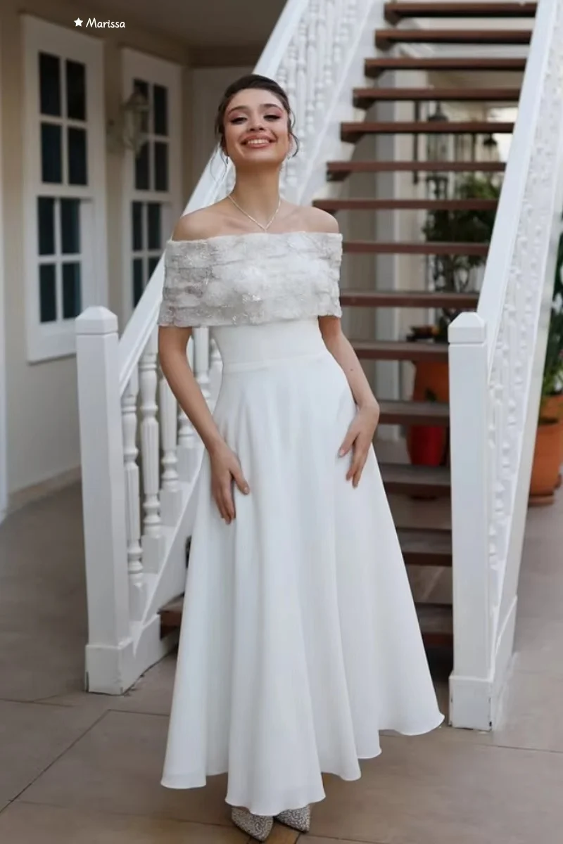 マリッサライン A イブニングドレス女性エレガントなパーティードレス女性のための高級カスタムメイド光沢のあるレースボールガウン女性のウエディングドレス