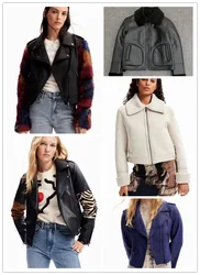 Foreign trade Spain new spliced PU locomotive short jacket leather jacket