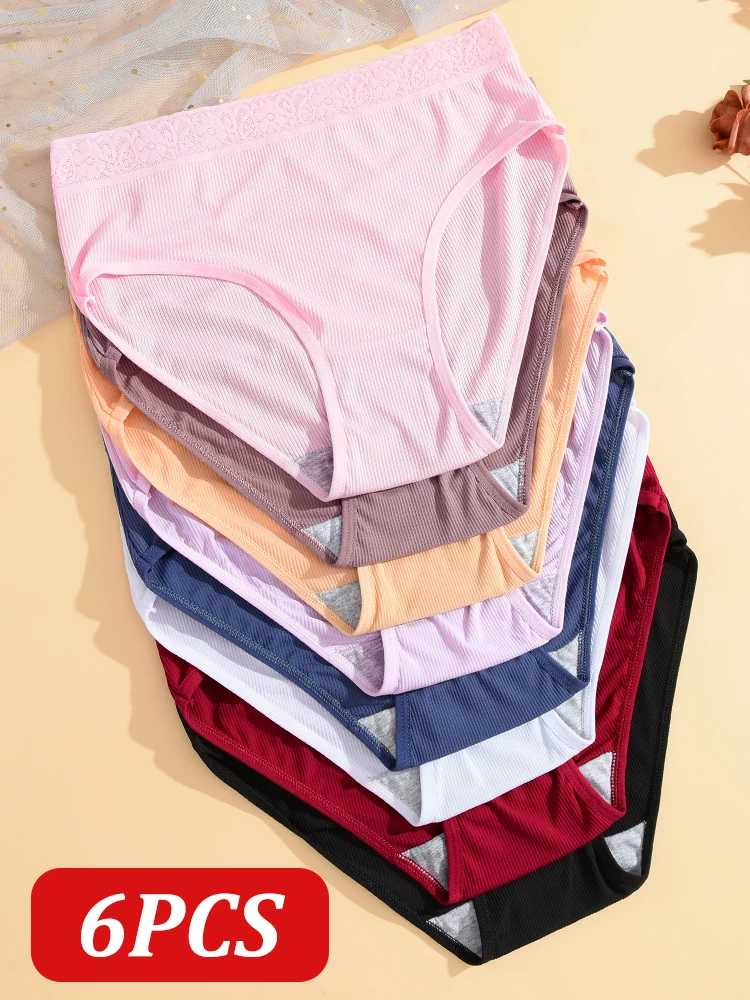 6 Teile/satz Nahtlose Spitze Hohe Taille Mutterschaft Höschen Für Frauen Einfarbig Gemütliche Mama Unterhose Weibliche Physiologischen Dessous