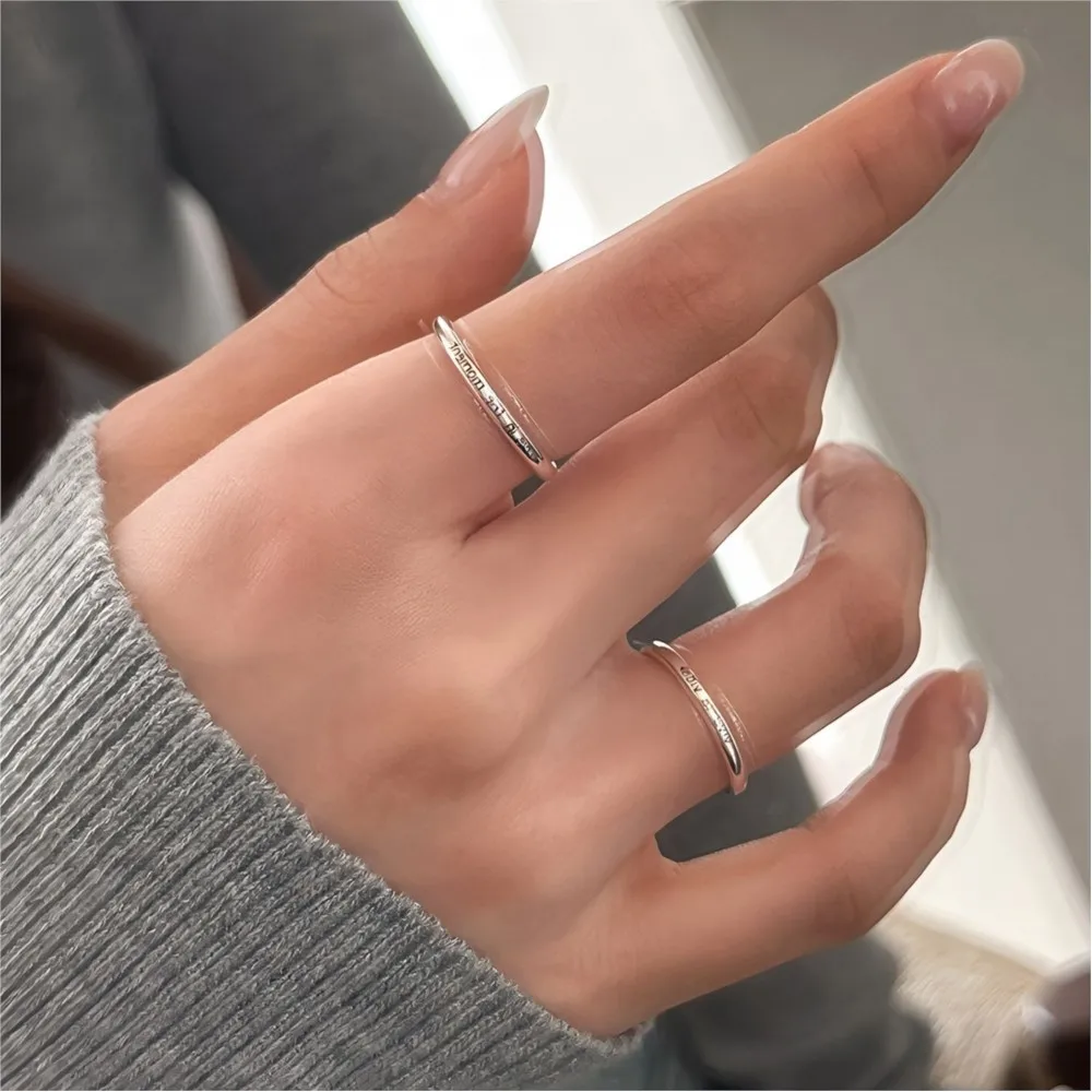 PANJBJ 925 Sterling Letter Rings for Women Extremely Fine versatile Office Minimalist Trend Jewelry Gift Dropshipping