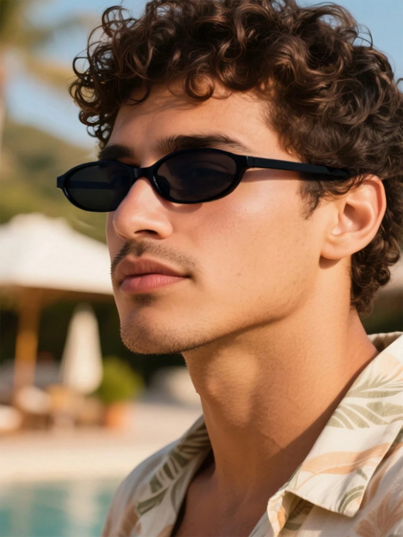 1Pc Retro Oval Small Frame Sunglasses for Men and Women, Black Frame, Uv Protection, American Retro Style Street Photography