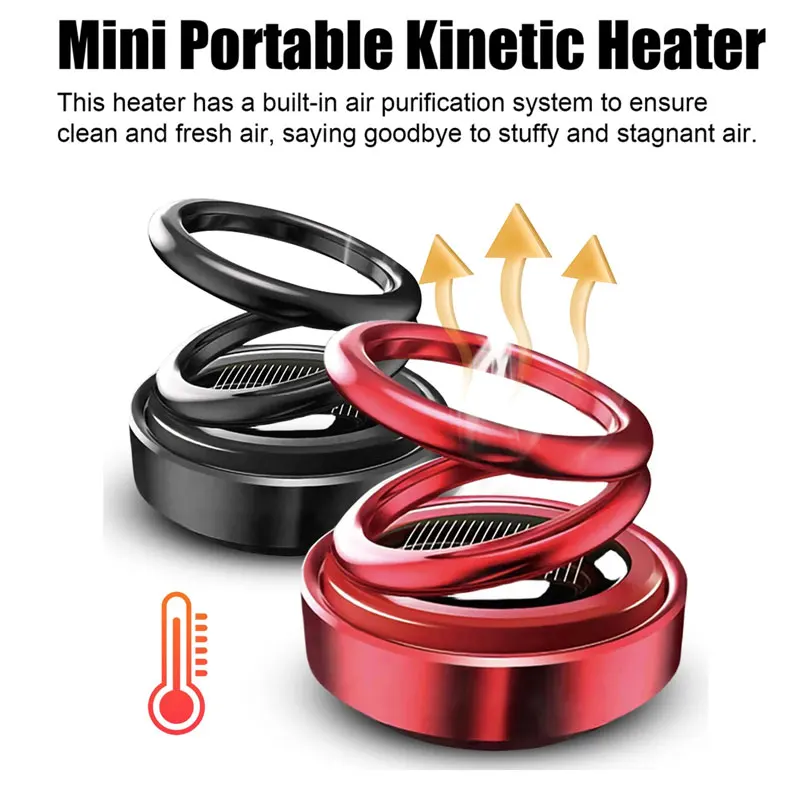 Portable Kinetic Molecular Heater Car Air Aromatherapy Double Ring Rotating Solar Powered Car Perfume Diffuser Molecular Heater