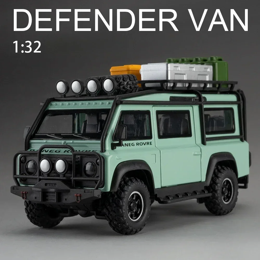 1:32 Defender VAN hors route alliage moulé sous pression en métal modèle de voiture son et lumière à collectionner passe-temps cadeaux d'anniversaire pour garçon enfants