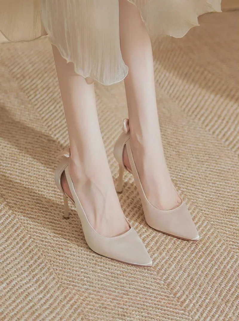 Sandals for Women Stiletto Bow Ladies Shoes Pointed Toe Footwear Party Weddings Summer Thin Heels Daily Korea Sale Original