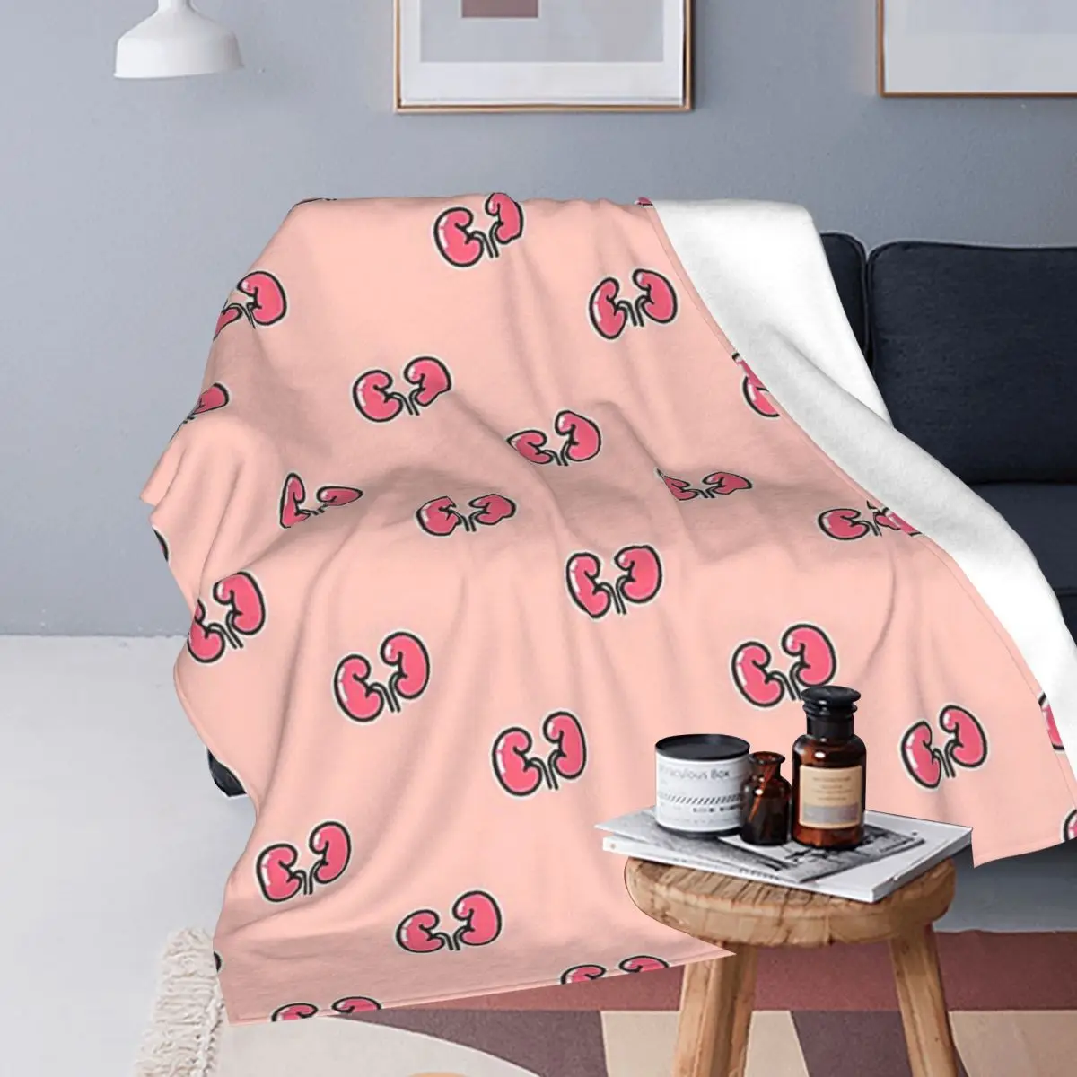 Kidneys Seamless Doodle Pattern, Vector Illustration Blankets Flannel Warm Throw Blankets For Home Office Throws Bedspread Quilt