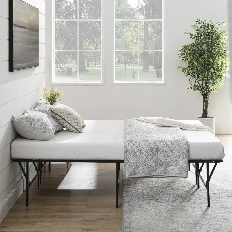 Mainstays 18-Inch High Profile Foldable Steel Platform Bed Frame with Underbed Storage No Box Spring Needed