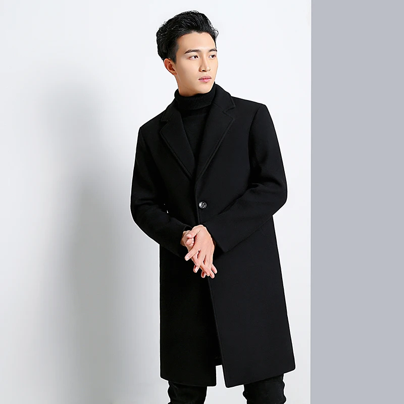 2026 Winter New Style Men's Mid-Length Fashion Casual Wool Coat - Slim-Fitting Jacket