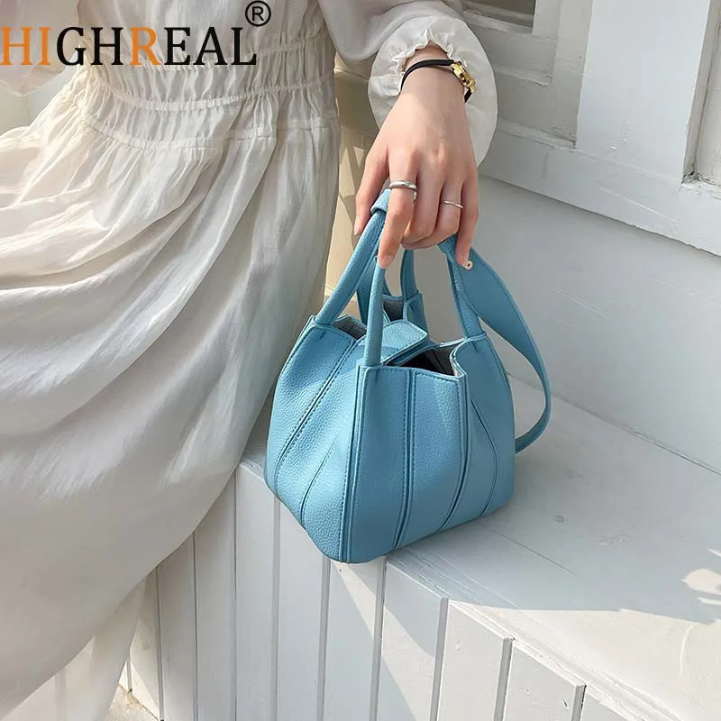 

Fashion Folds Women Bucket Bag PU Leather Shoulder Bags Brand Designer Ladies Crossbody Messenger Bags Totes Female handbag