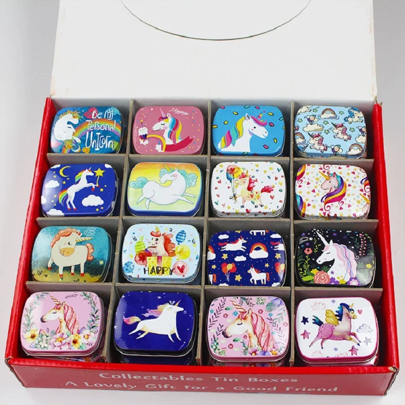 1Pcs Cartoon Mermaid Tin Box 6*4.8*1.5cm Candy Sugar Packing Box Mini Watercolor Pigment Metal Storage Container Gift Box