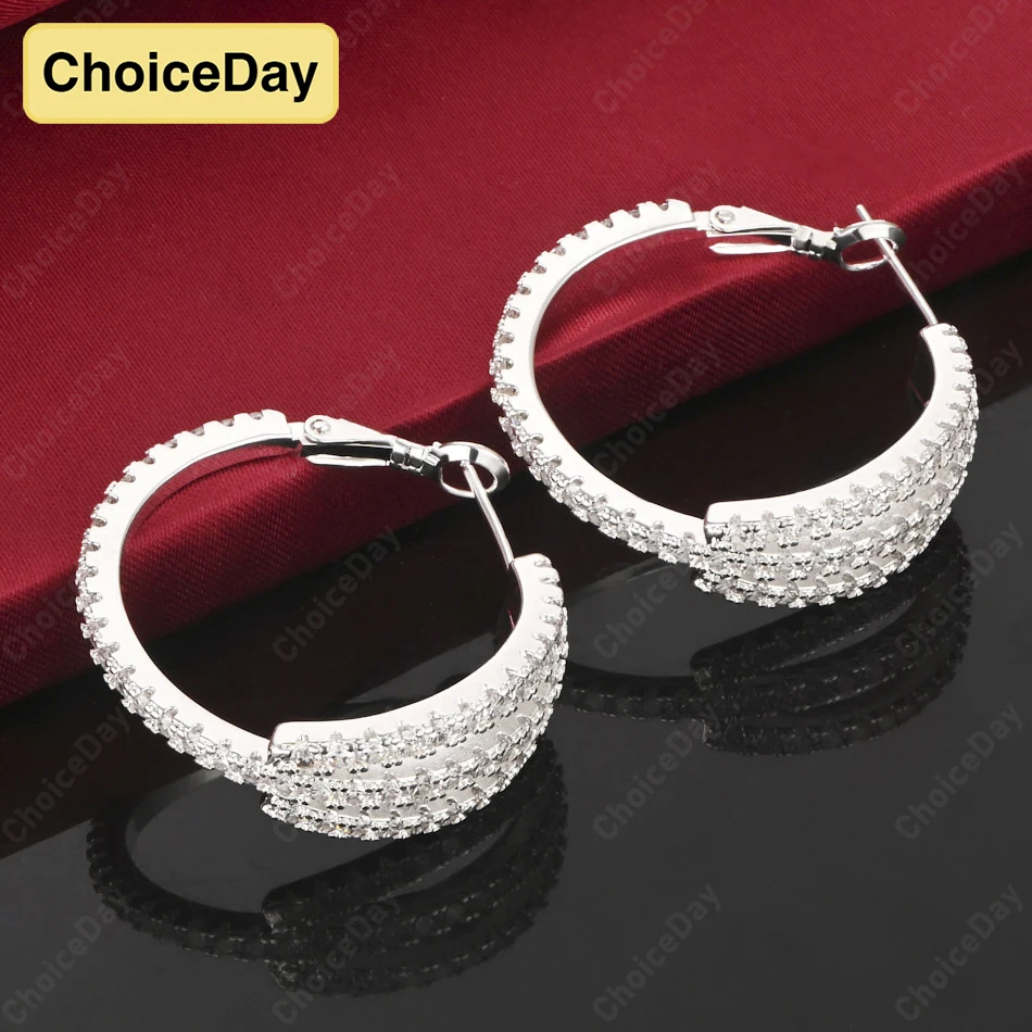 

ChoiceDay 925 Sterling Silver Exquisite Zirconia Earrings Women Charm Wedding Jewelry Accessories Party