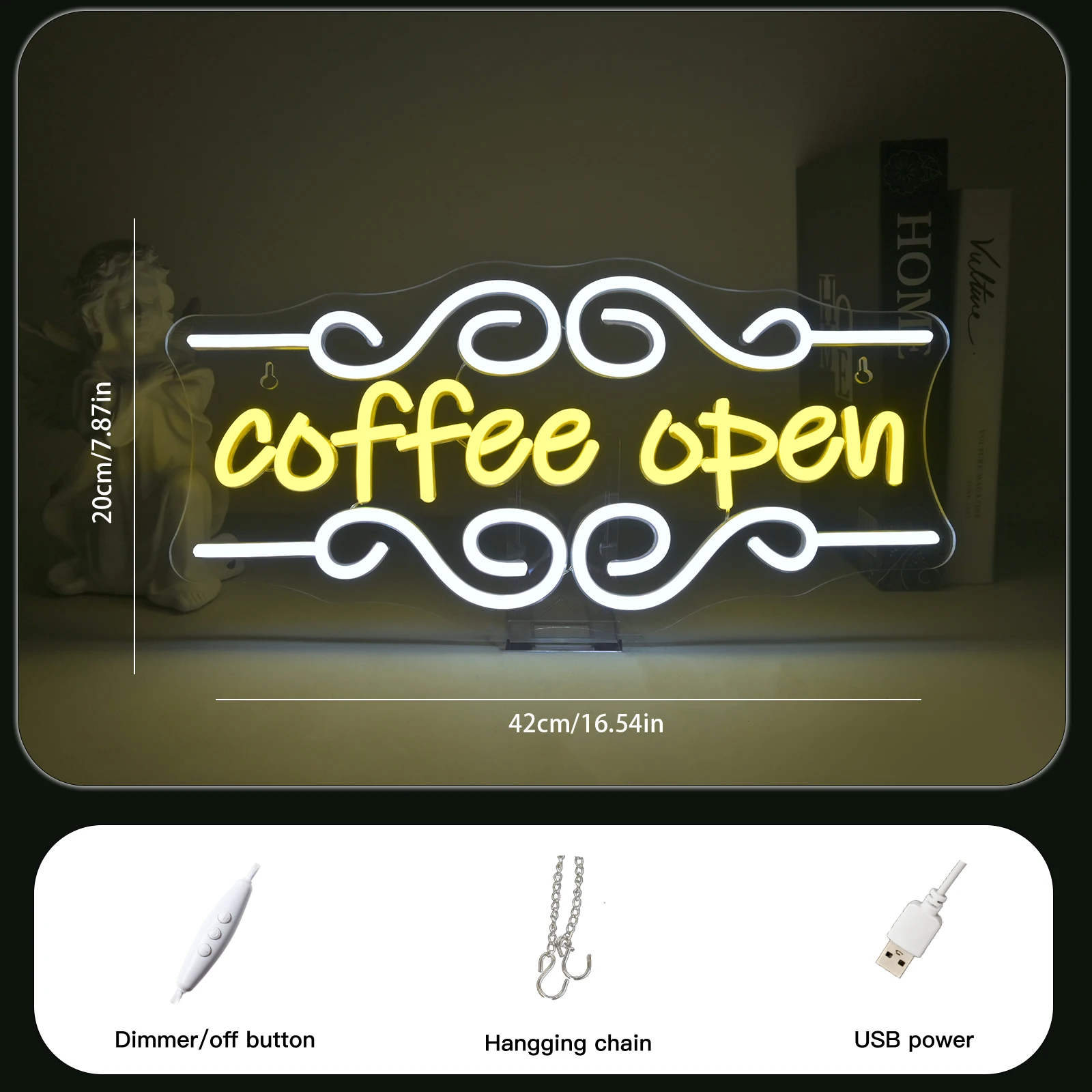 Coffee Open Neon Signs Custom For Coffee Bar Wall Decor Dimmable Letter 5/12V USB Power For Business Shop Art Signs Decor