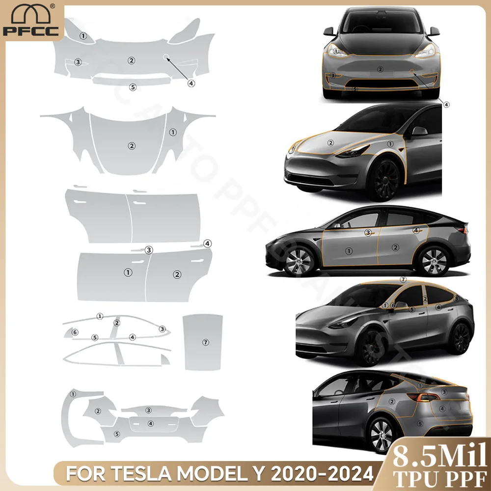 

Защитная пленка для краски, ТПУ, устойчивая к царапинам для Tesla Model Y 2020-2024, предварительно вырезанный PPF прозрачный бюстгальтер, невидимые автомобильные аксессуары