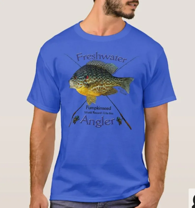 Pumpkinseed Sunfish Freshwater Fishing Fisherman Angler Gift T-Shirt. Summer Cotton Short Sleeve O-Neck Mens T Shirt New S-3XL