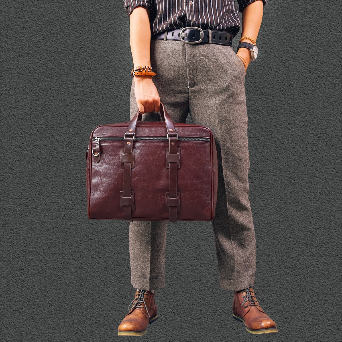 Vintage Cowhide Leather Men Handbags Big Briefcase Classic Laptop Bag Short Travel Bag Large Capacity Shoulder Messenger Bags