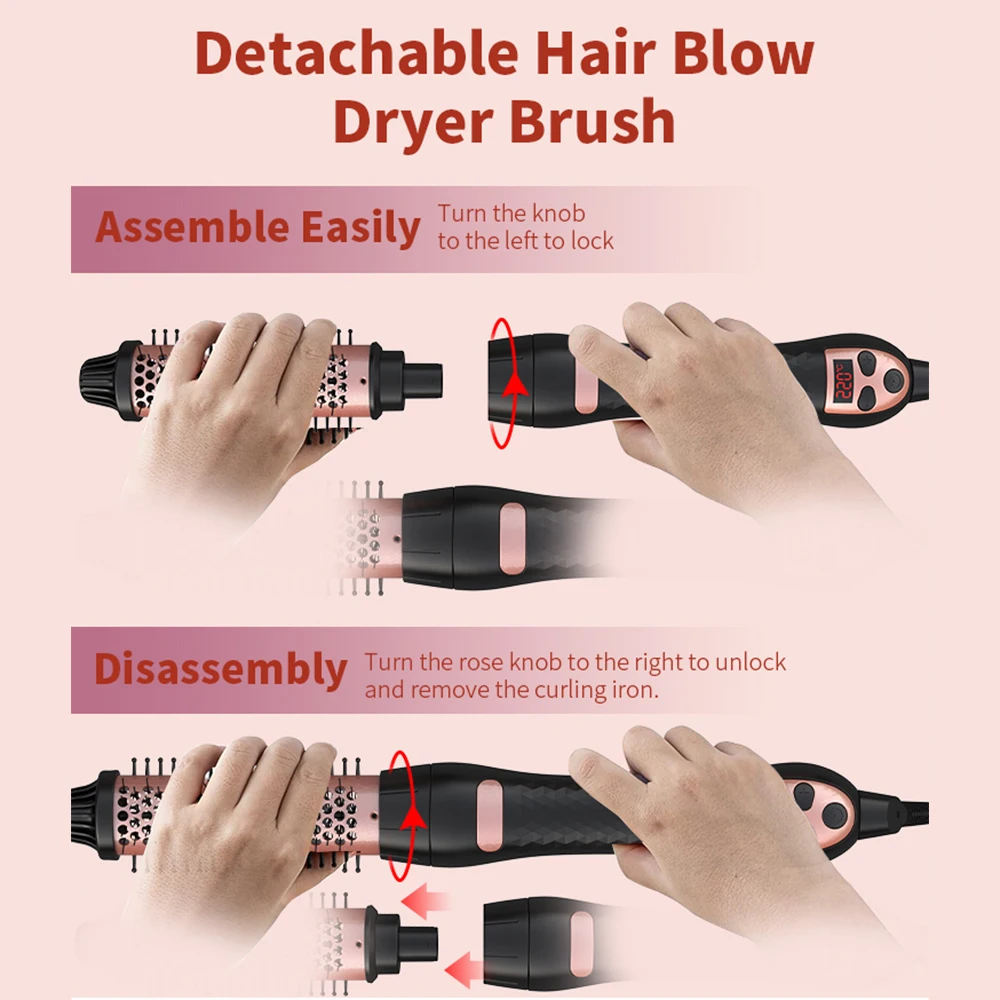 Dual Voltage Hair Curler 5 in 1 Curling Iron Set Thermal Straightening Brush Interchangeable Barrels Ceramic Curling Wand - Image 3