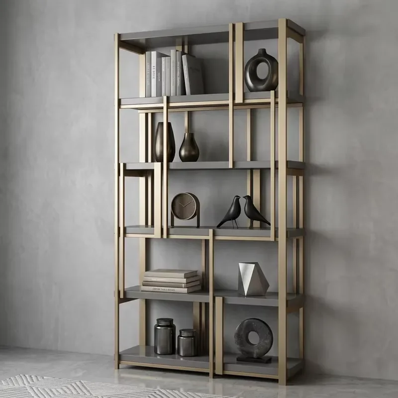 Elegant PVD gold stainless steel wall-mounted display rack Decorative ornament rack Wall-mounted hotel living room home