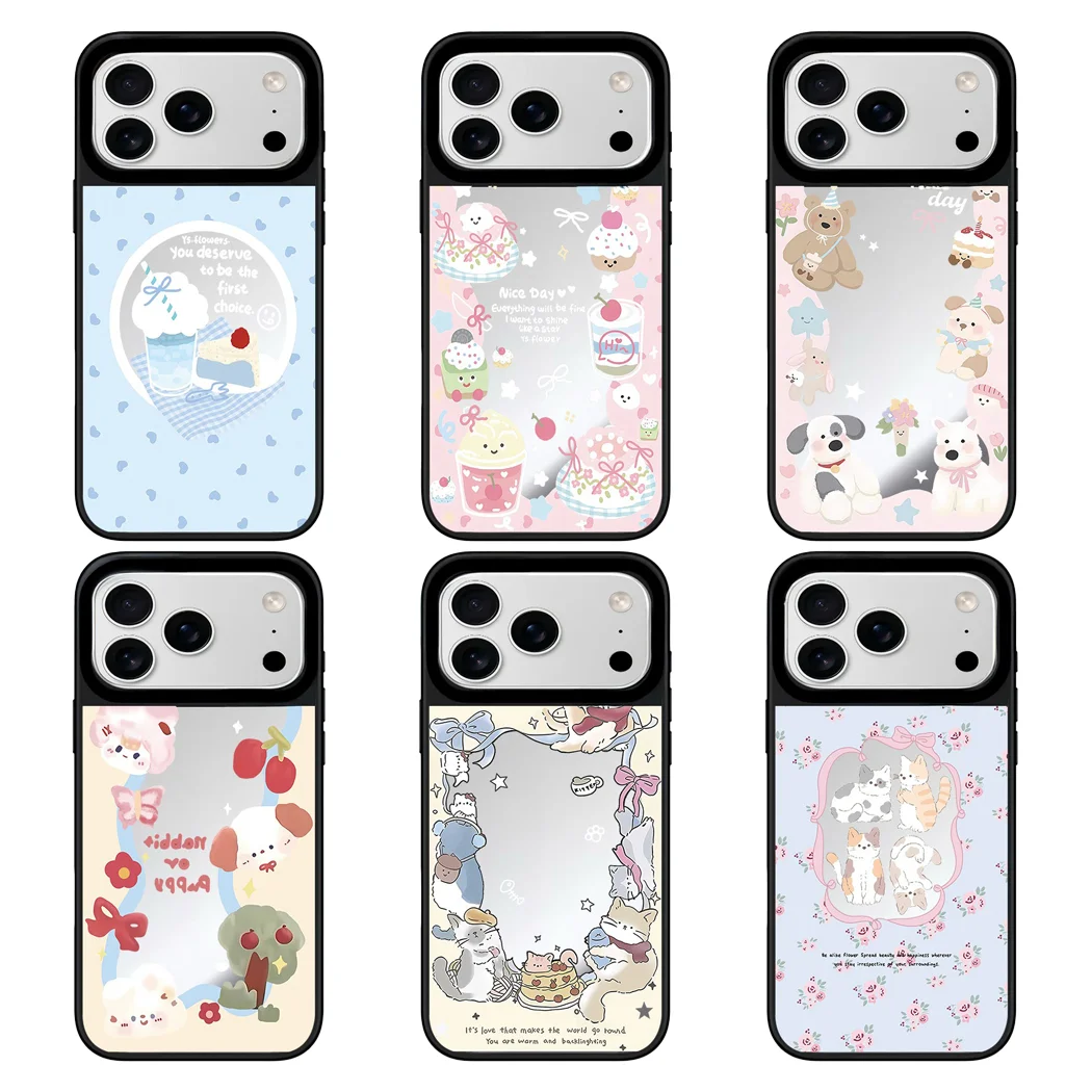 

Cherry Cake Mirror Surface Magnetic Phone Case Cover for IPhone 12 13 14 15 16 17 Pro Max Case for iPhone 17 Air