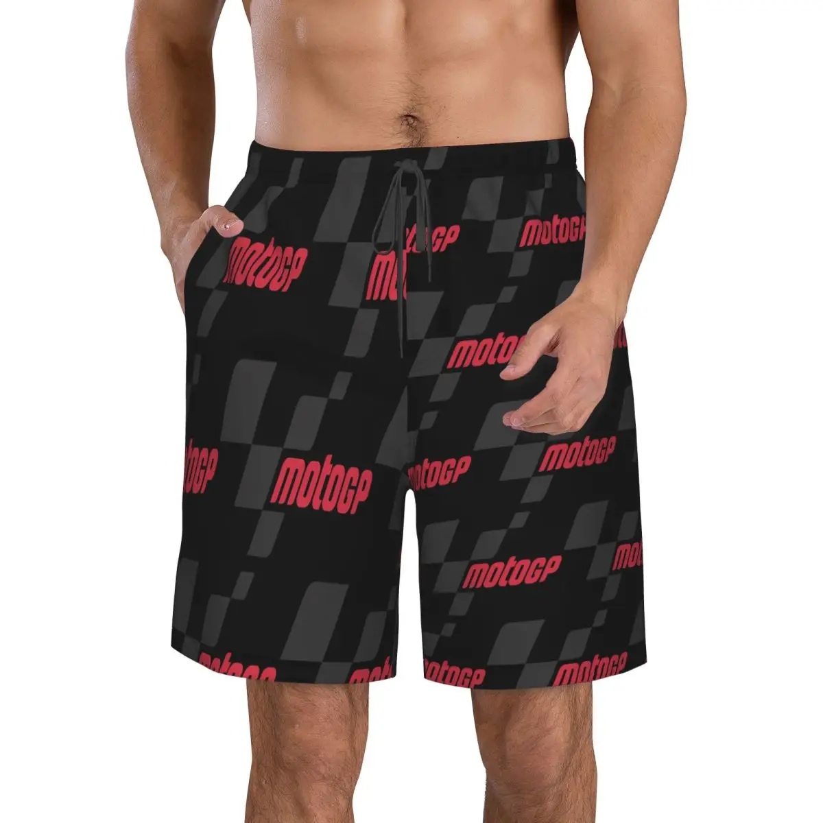 Pantaloncini da surf da spiaggia essenziali con logo Moto GP Pantaloni da uomo estivi da nuoto casual ad asciugatura rapida