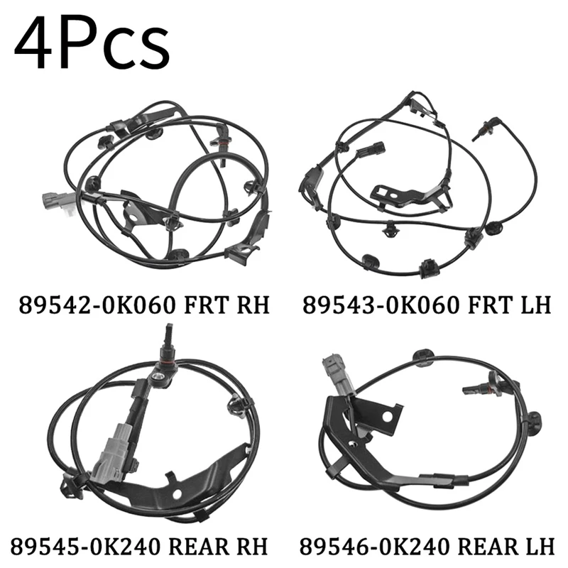 4Pcs Front Rear Right Left ABS Speed Sensor 89542-0K060 89543-0K061 89545-0K240 89546-0K240 For Toyota Hilux Vigo 2015+