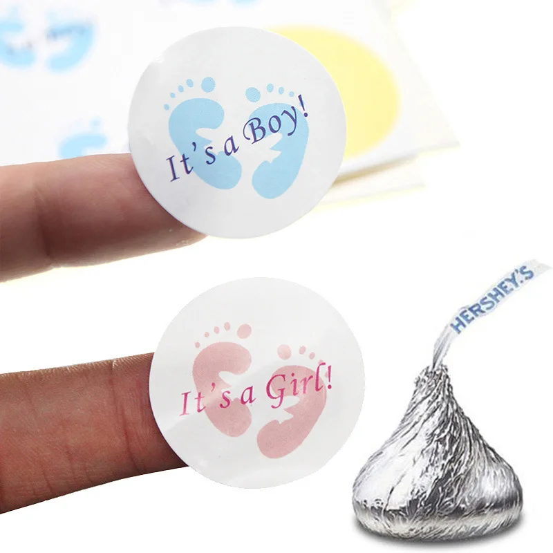 Baby Gender Revealing Sticker 100Pcs/Lot Pink Blue Self-adhesive Round Label for Envelope Seal Chocolate Candy Gifts Packing Bag